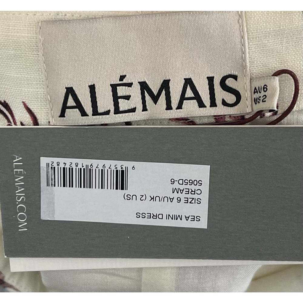 NWT ALEMAIS Sea Sleeveless Linen Mini Dress Square Tie Back Size US 2 Vacation - Picture 13 of 14